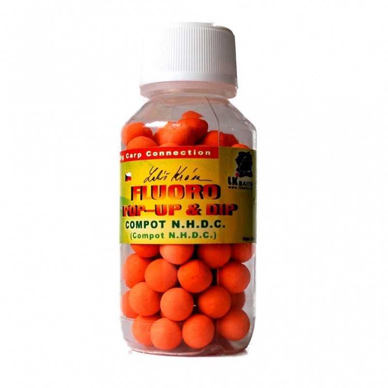 LK baits Mini POP-UP Fluoro Compot N.H.D.C. 10mm - plávajúce boilies LK baits Mini POP-UP Fluoro Compot N.H.D.C. 10mm - plávajúce boilies
