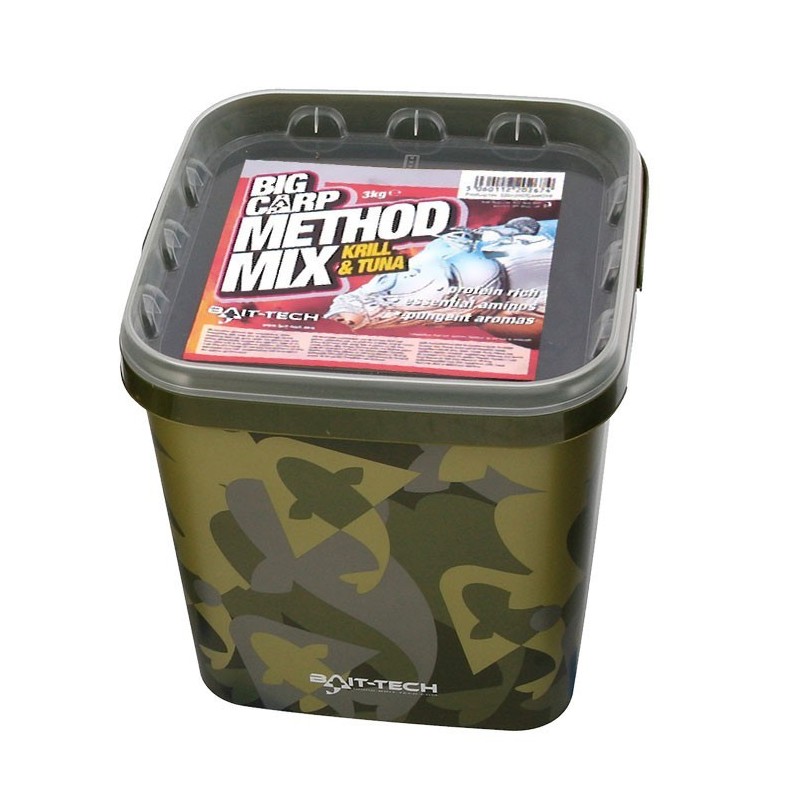 BAIT-TECH Camo Bucket Big Carp Method Mix: Krill & Tuna 3kg