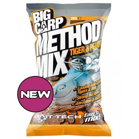 BAIT-TECH Krmítková zmes Big Carp Method Mix Tiger & Peanut 2kg