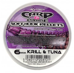 BAIT-TECH Pelety v krabičke Soft Hook Pellets Krill & Tuna, 125ml