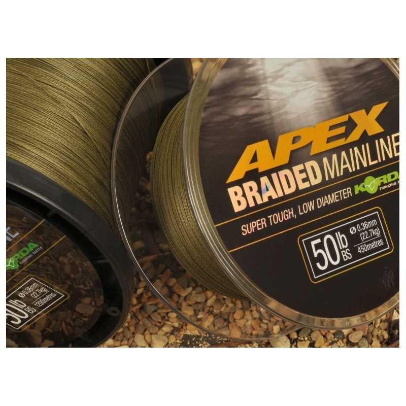 Korda Šnúra potápavá na navijak Apex Braided Mainline 0,23mm 30lb 450m