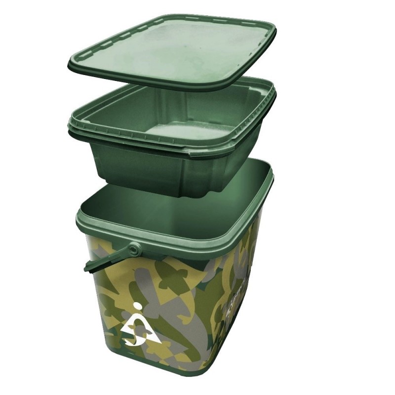 Bait-Tech Vedro 8L Square Camo Bucket with Insert Tray