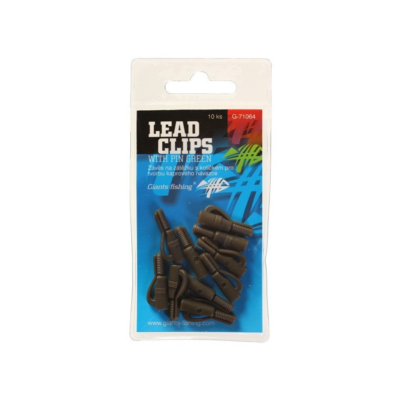 Giants Fishing Záves na olovo Lead clips with pin Green 10ks