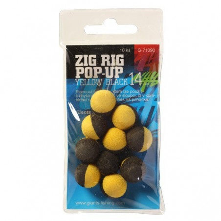 Giants Fishing Penové plávajúce boilie Zig Rig Pop-Up yellow-black 14mm, 10ks