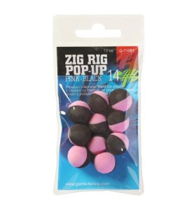 Giants Fishing Penové plávajúce boilie Zig Rig Pop-Up pink-black 14mm, 10ks