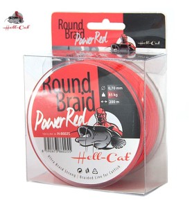 Hell-Cat Splietaná šnúra Round Braid Power Red 0,60mm, 75kg, 200m