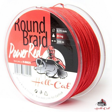 Hell-Cat Splietaná šnúra Round Braid Power Red 0,60mm, 75kg, 200m