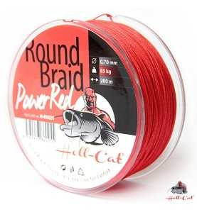 Hell-Cat Splietaná šnúra Round Braid Power Red 0,80mm, 100kg, 200m
