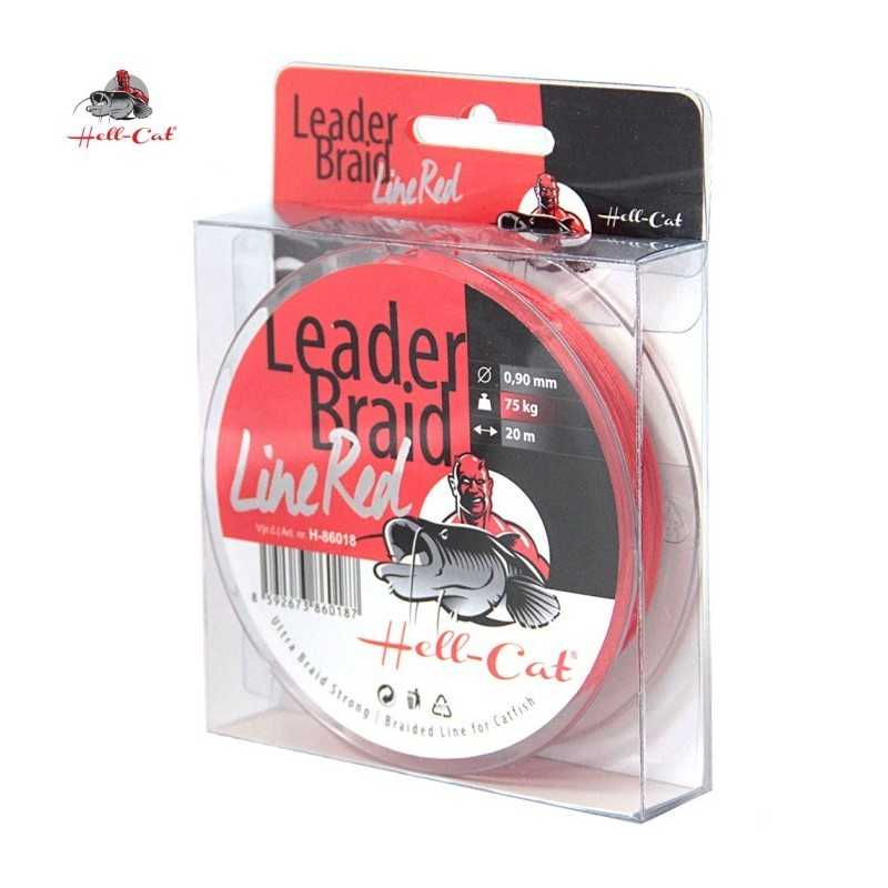 Hell-Cat Nádväzcová šnúra Leader Braid Line Red 0,90mm 75kg - 20m
