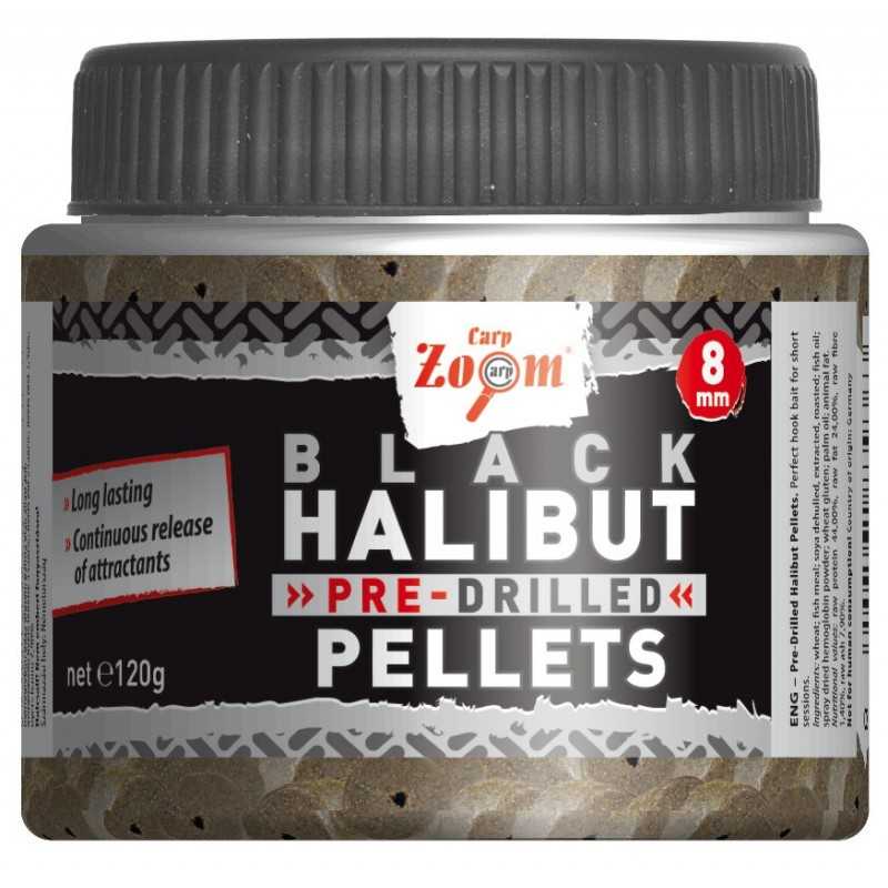Carpzoom Pre-Drilled Black Halibut Pellets 8mm