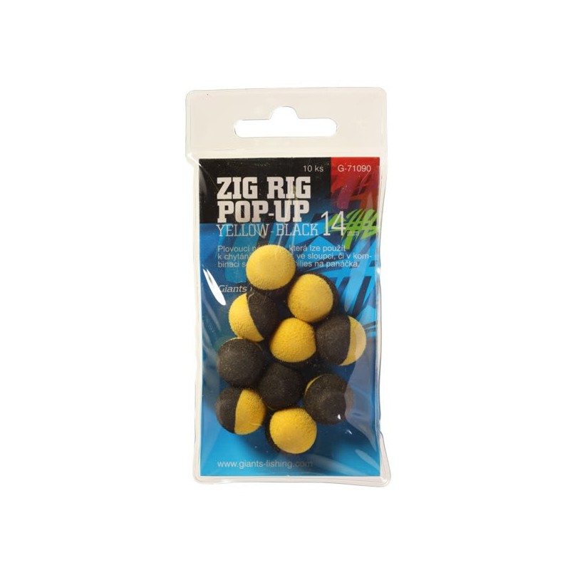 Giants fishing Penové plávajúce boilies Zig Rig Pop-Up yellow-black 10mm,10ks