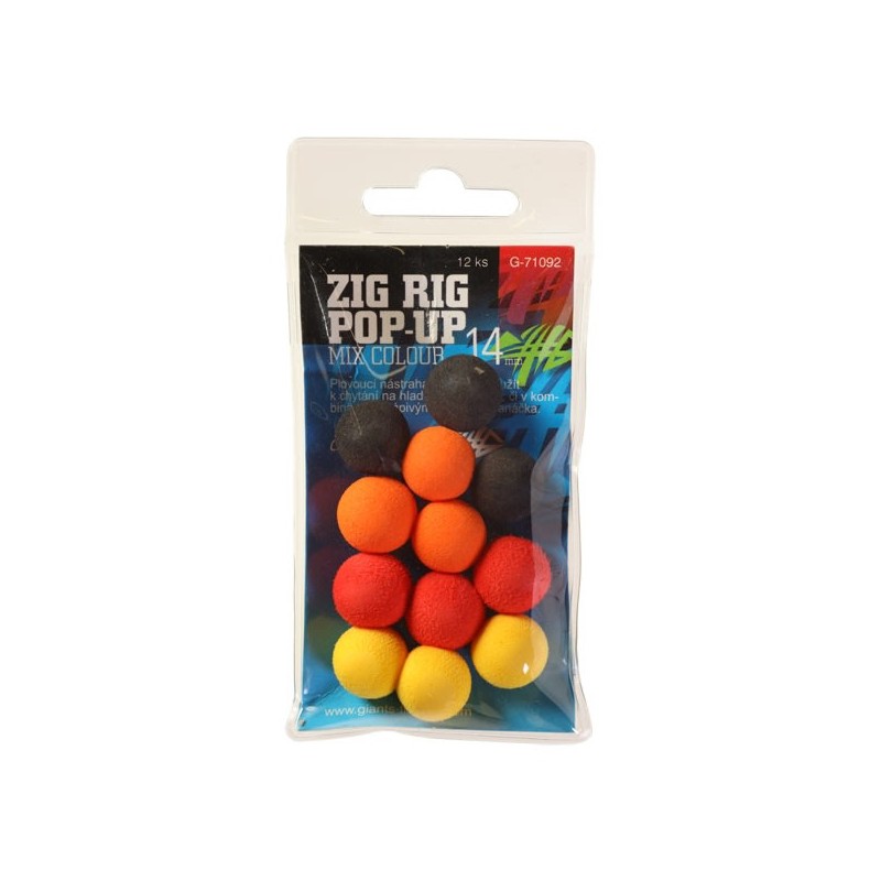Giants fishing Penové plávajúce boilies Zig Rig Pop-Up 10mm mix color, 12ks