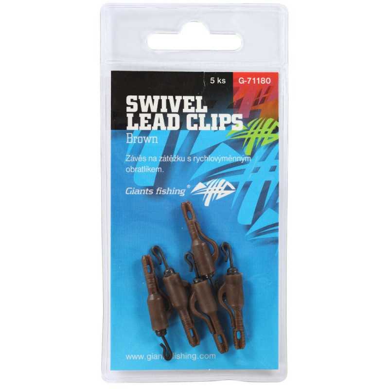 Giants Fishing Záves na bočné olovo Swivel Lead Clips Brown 5ks