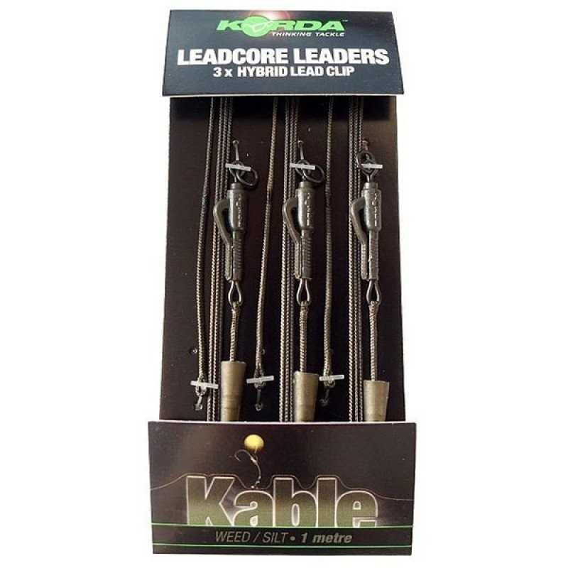 Korda Hotové montáže Leadcore leader Hybrid Lead Clip weed / Silt 3ks