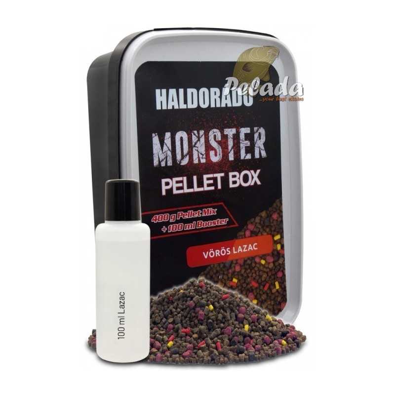 Haldorádó Monster Pellet Box Červený Losos 400g + 100ml