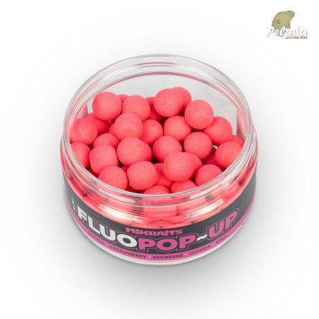 Mikbaits Mini Fluo Pop-Up boilies 10mm/100ml - Jahoda