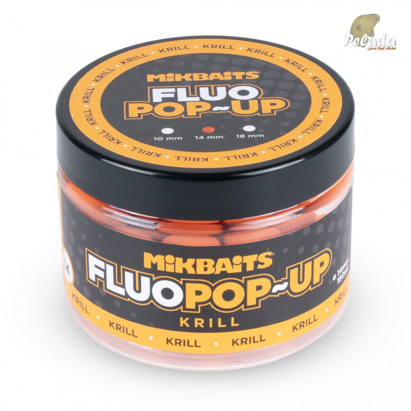 Mikbaits Plávajúce Boilies Pop-Up Fluo 150ml - Krill 14mm