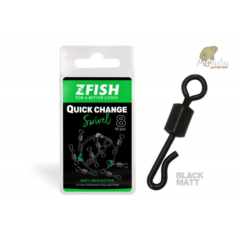 ZFISH Obratlík Quick Change Swivel Matt veľkosť 8 28kg 10ks