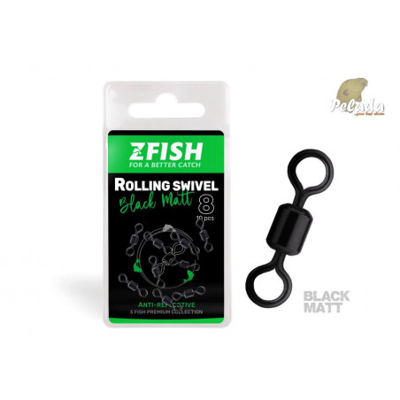 ZFISH Obratlík Rolling Swivel Black Matt veľkosť 8 28Kg 10ks