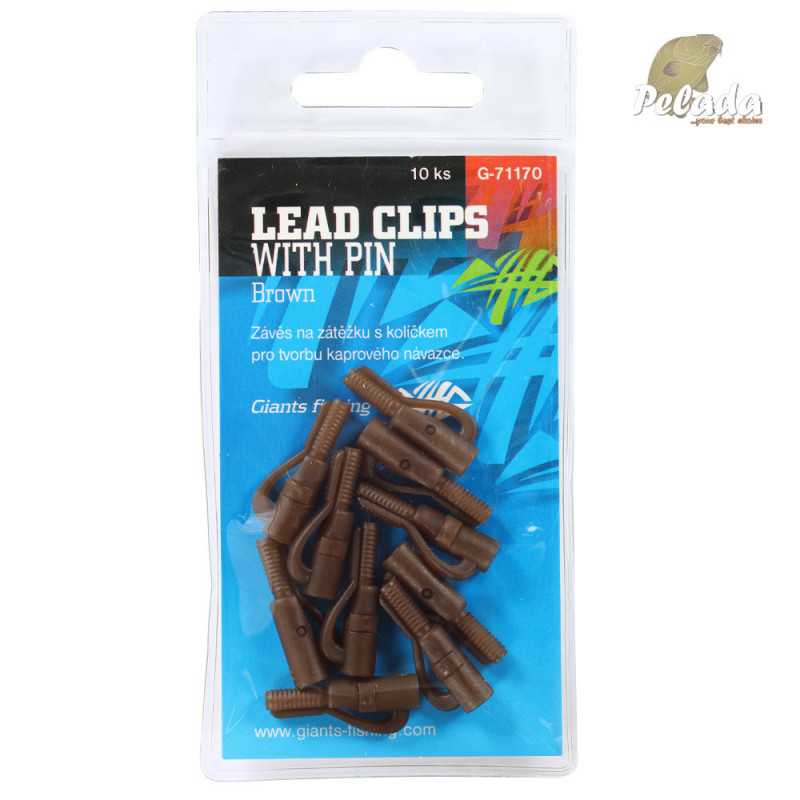 Giants Fishing Záves na olovo LeadClip with Pin Hnedá Brown 10ks