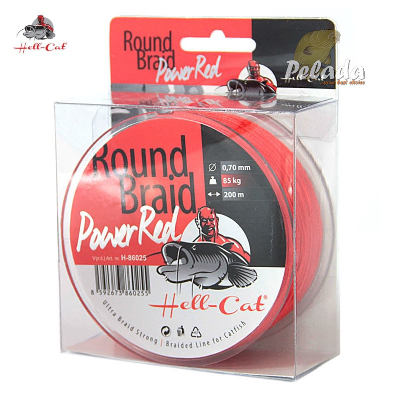 Hell-Cat Spletaná šnúra Round Braid Power Red 0,50mm 57,50kg - 200m