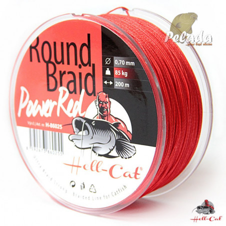 Hell-Cat Spletaná šnúra Round Braid Power Red 0,50mm 57,50kg - 200m