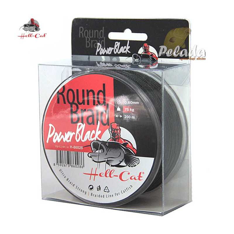 Hell-Cat Spletaná šnúra Round Braid Power Black 0,50mm 57,50kg - 200m Hell-Cat Spletaná šnúra Round Braid Power Black 0,50mm 57,50kg - 200m