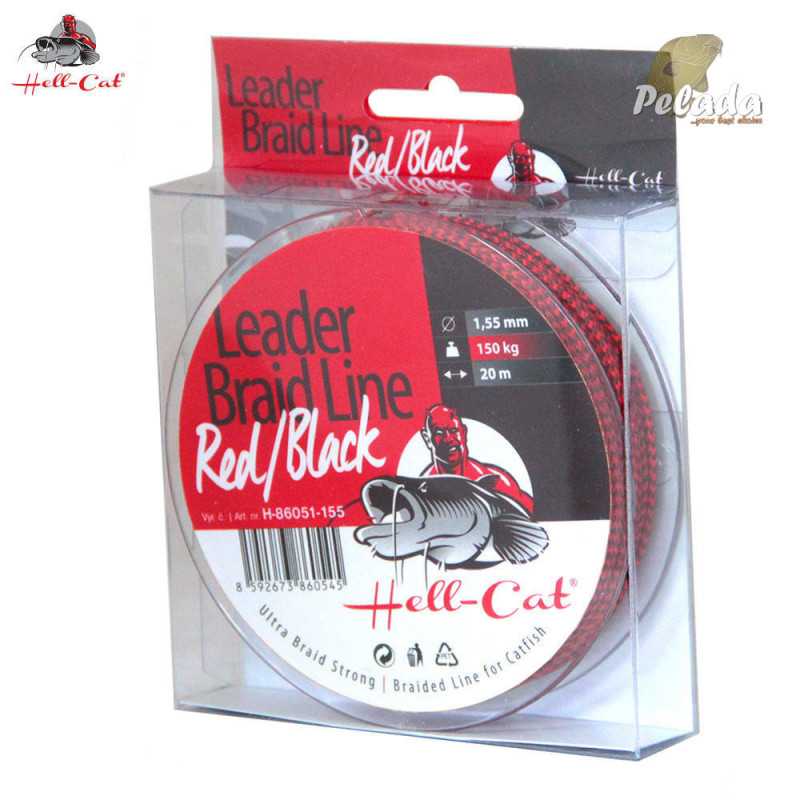 Hell-Cat Spletaná nadväzcová šnúra Leader Braid Line Red/Black 20m