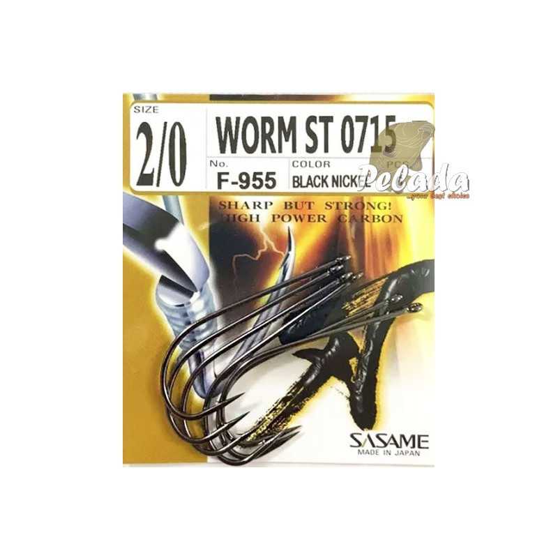Háčiky SASAME WORM ST 0715 model F-955 Black Nickel s očkom 6ks