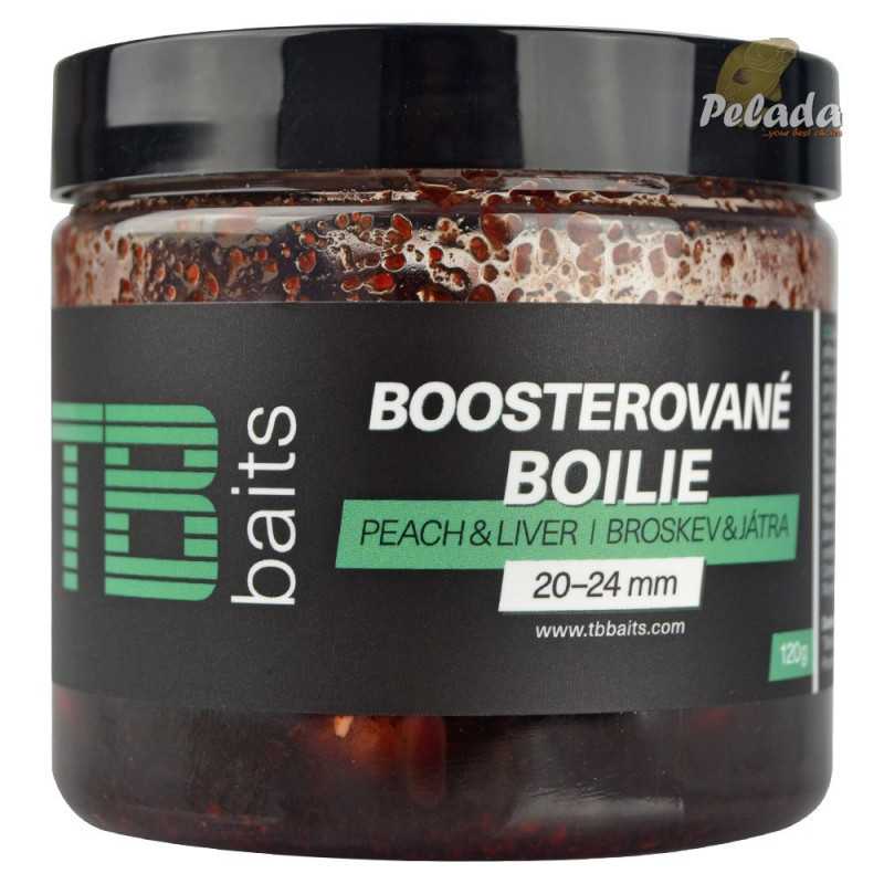 TB Baits Boosterované Boilies v Dipe Peach Liver 20-24mm / 120g