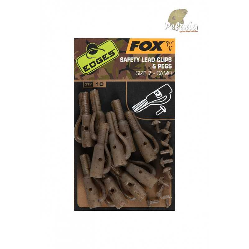 Fox Závesky Edges Camo Safety Lead Clips & Pegs 10ks veľ. 7
