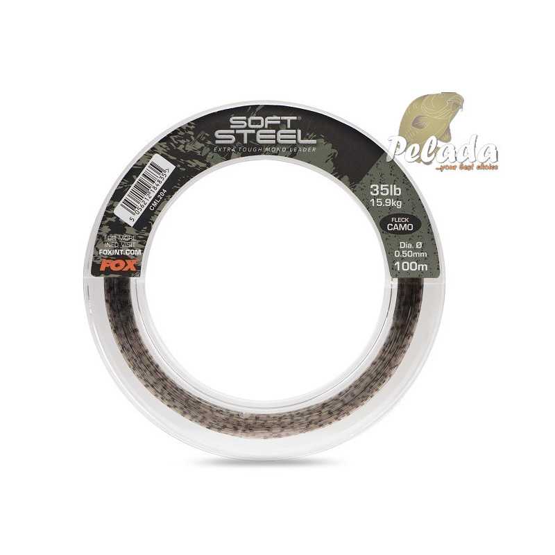 Fox Soft Steel Fleck Camo Leader 35lb 15.9kg 0.50mm 100m