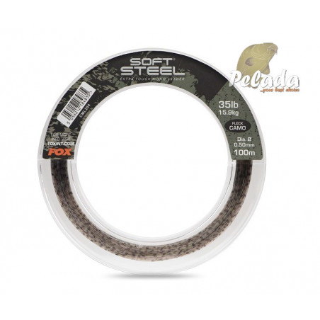 Fox Soft Steel Fleck Camo Leader 35lb 15.9kg 0.50mm 100m