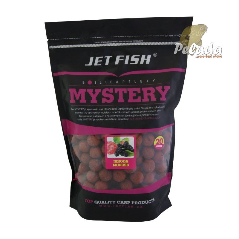 Jet Fish Mystery Boilies 250g 24mm - Jahoda Moruša