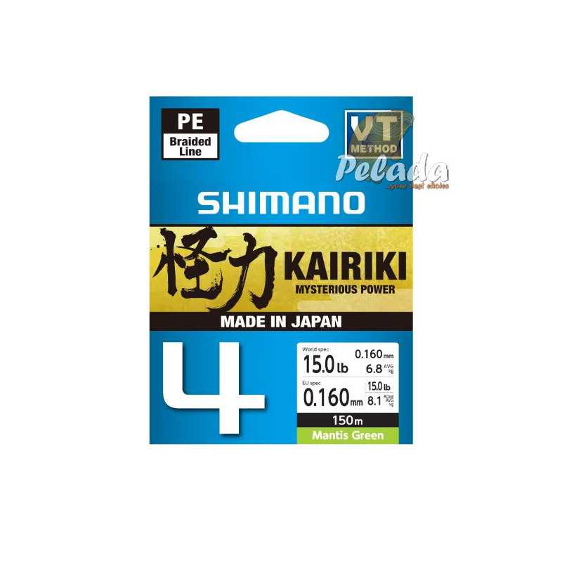 Shimano Pletená Šnúra Kairiki 4 Green Zelená 0,28mm 26,0kg 150m