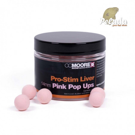 CC Moore Plávajúce Boilies Pro-Stim Liver Pink Pop-Ups 14mm 45ks