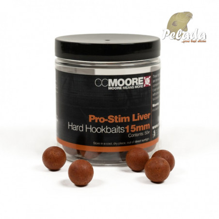 CC Moore Extra Tvrdené Boilies Pro-Stim Liver Hard Hookbaits 15mm 50ks