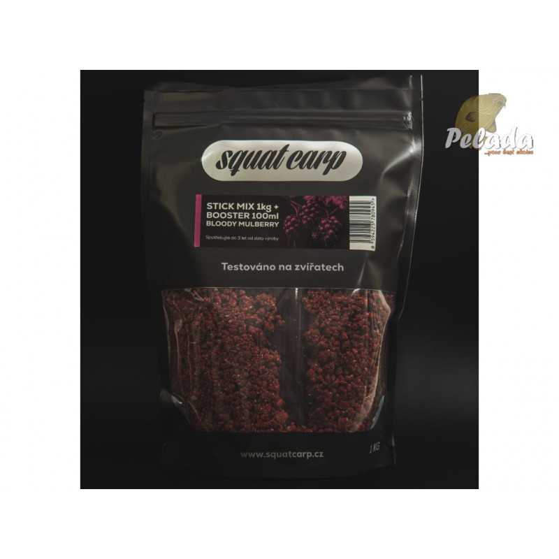 SQUAT Carp Stick Mix 1kg + 100ml Booster - BLOODY MULBERRY