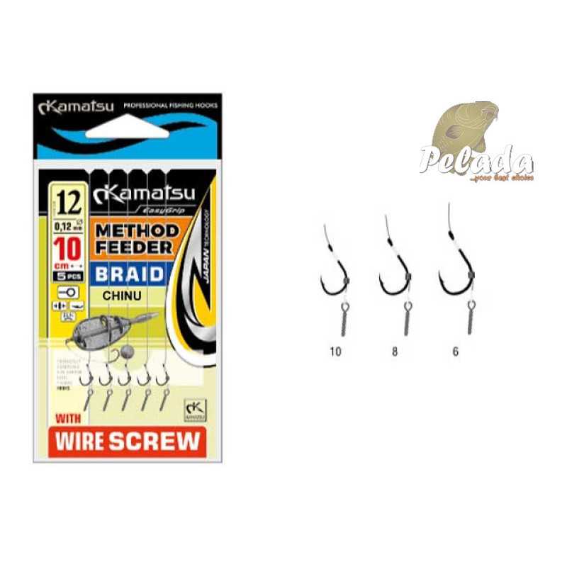 Kamatsu Chinu Method feeder s točeným tŕňom šnúrka 0,14mm 10cm v.6 5ks