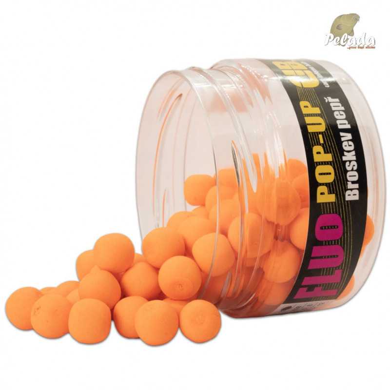 Carp Inferno Plávajúce Pop-Up Boilies Fluo 12mm 200ml Broskyňa & Korenie