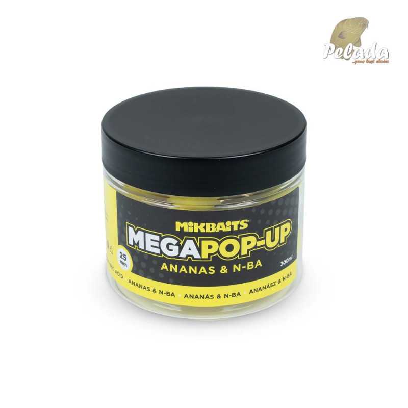 Mikbaits Mega Plávajúce Boilies Fluo Pop-Up Ananás N-BA 25mm 300ml
