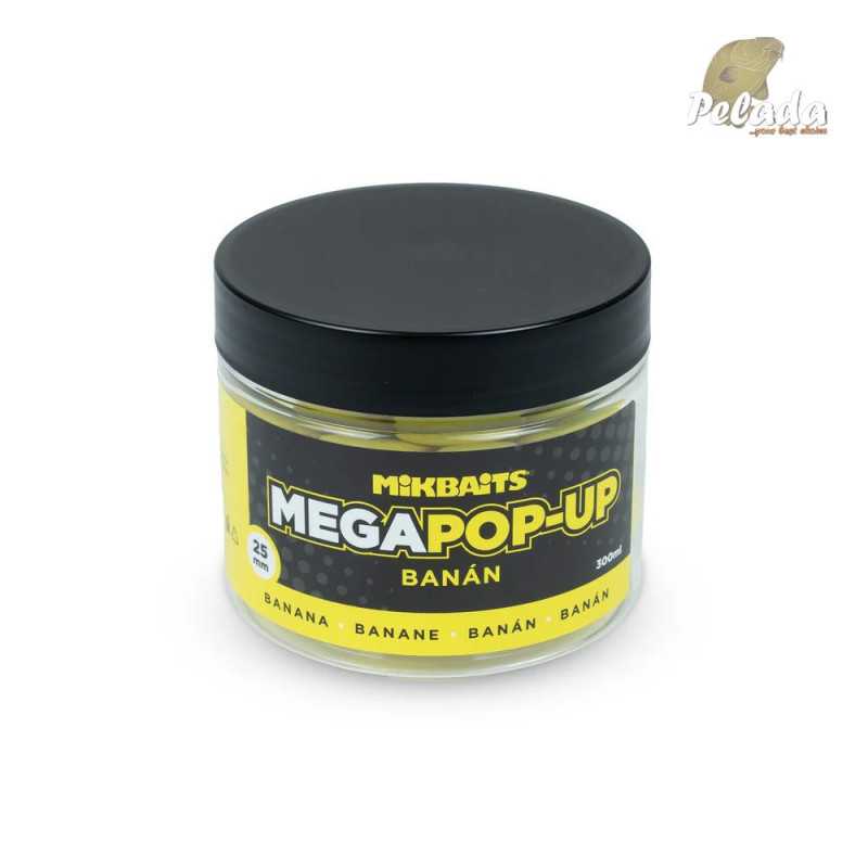 Mikbaits Mega Plávajúce Boilies Fluo Pop-Up Banán 25mm 300ml