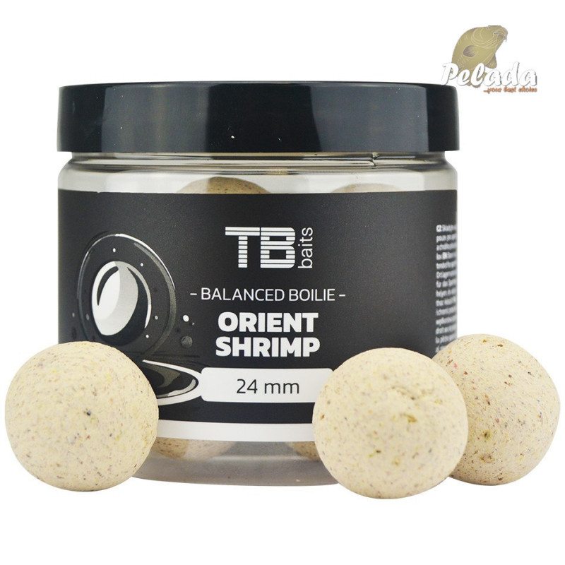 TB Baits Vyvážené Boilies Balanced White + Atraktor Orient Shrimp 100g 24mm