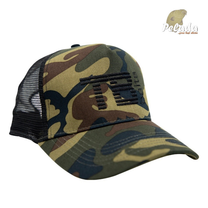 TB Baits Šiltovka Black Camo Trucker Cap