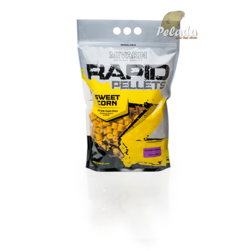 Mivardi Rapid Pelety s dierkou Sladká Kukurica 2,5kg