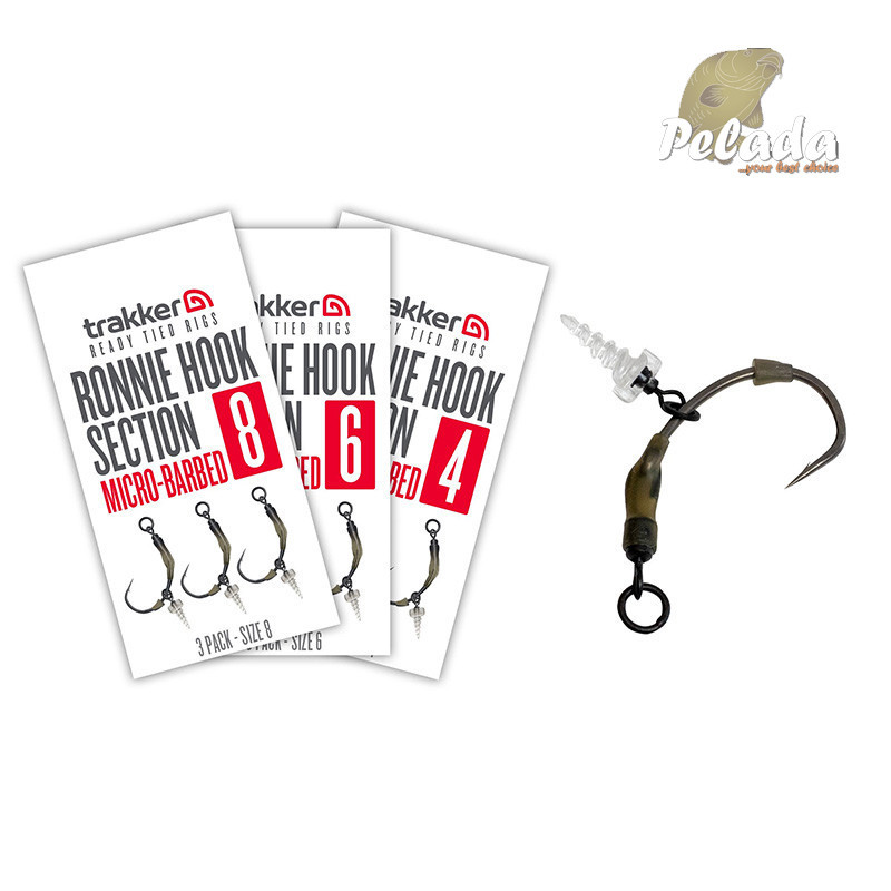 Trakker Hotový Ronnie Rig Hook Section Barbed s protihrotom 3ks