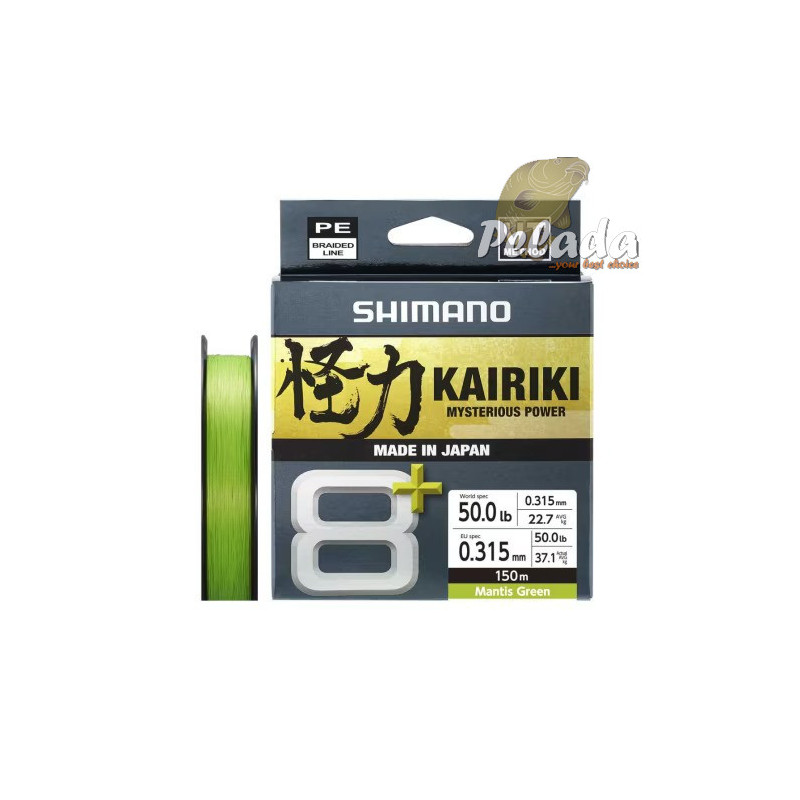 Shimano Splietaná Šnúra Line Kairiki 8+ Mantis Green Zelená 0.315mm 37.1kg 150m