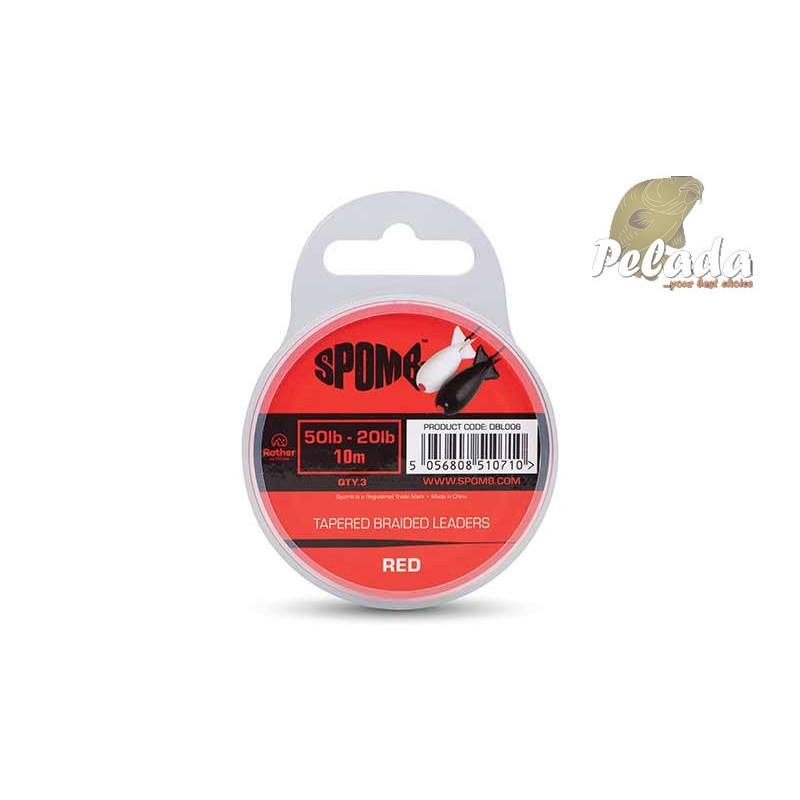 Spomb Ujímaný Šokový Vlasec Tapered Braided Leaders 3x10m 50-20lb Red