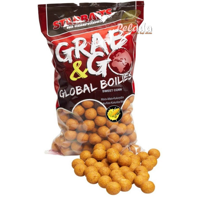 Starbaits Grab&Go Global Boilies Sweet Corn - Sladká Kukurica 14mm 1kg