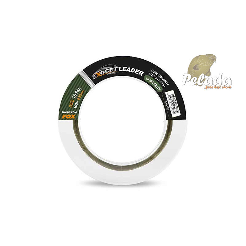 Fox Vlasec Exocet Pro Low vis green Leader 35lb 15.9kg 0.50mm 100m